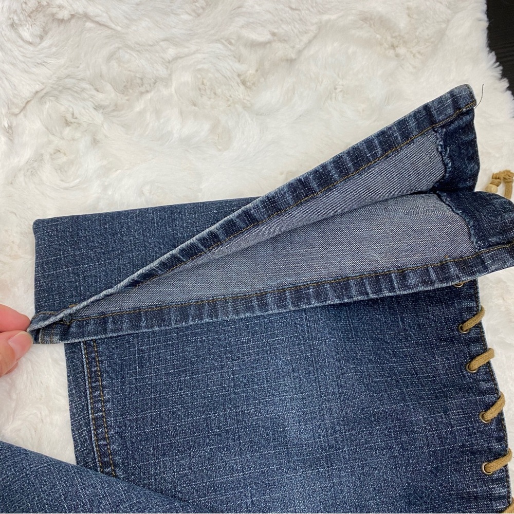 Mudd Yo! Lace up denim flare jeans full lace y2k in perfect condition Sz 9 - Picture 7 of 10